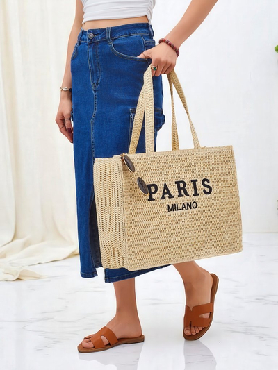 Large Women's Straw Tote Bag from Royalfashion - Paris Milano Style