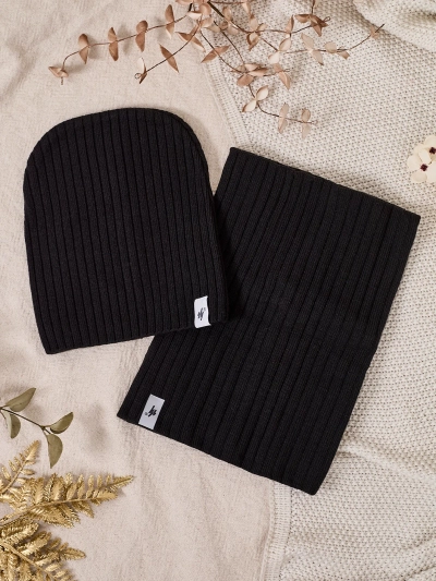 Royalfashion Универсальный зимний набор - шапка-бини с трубчатым шарфом