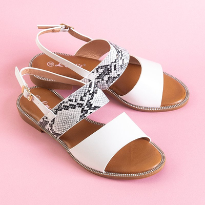 Белые женские босоножки со змеиным мотивом Venilia