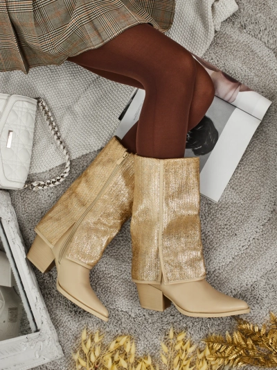 Women's Eco-Leather Heeled Ankle Boots with Decorative Upper Virelia