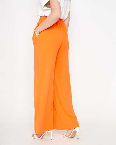 Orange ladies wide palazzo trousers with chain - Clothing