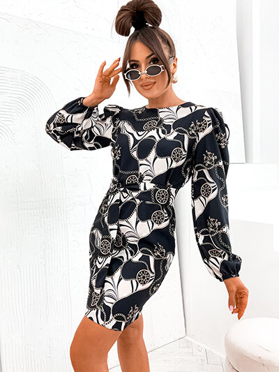 Royalfashion sieviešu kleita ar dekoratīvu apdruku