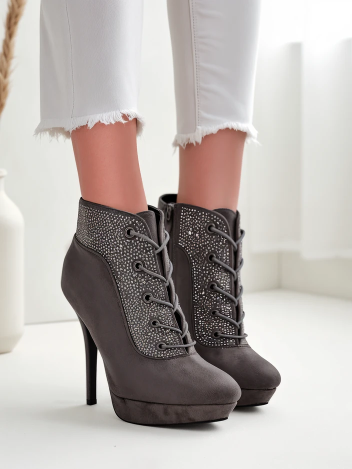 Royalfashion Women's ankle boots with rhinestones Efelolo