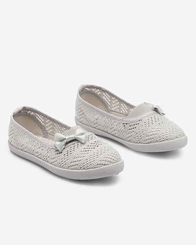 Gray openwork sneakers for girls with a bow Apllo - Shoes