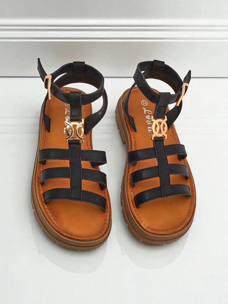 Royalfashion Ženski sandali v stilu rimljank Golden Livia