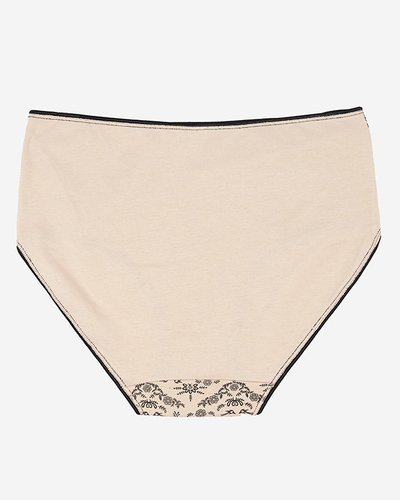 Women's panties with a print, beige color PLUS SIZE- Underwear