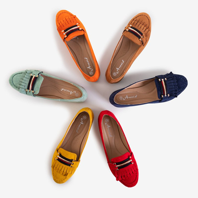 Green women's moccasins with tassels Morisa - Footwear