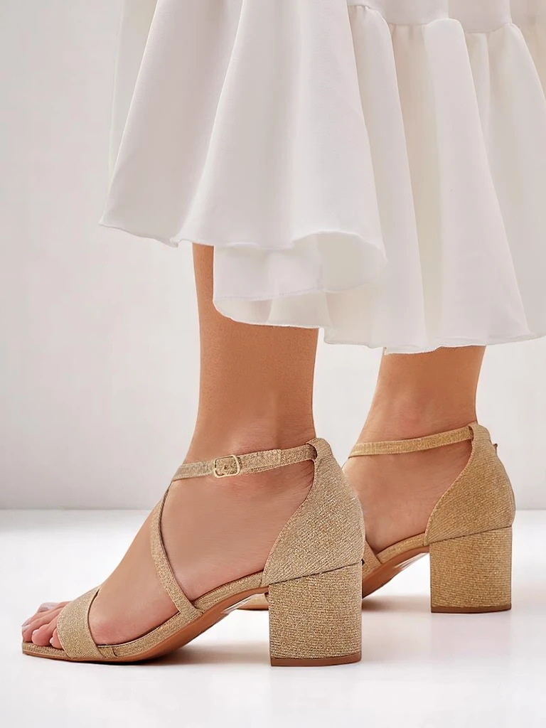 Royalfashion Aurelia women's fabric heeled sandals gold 41