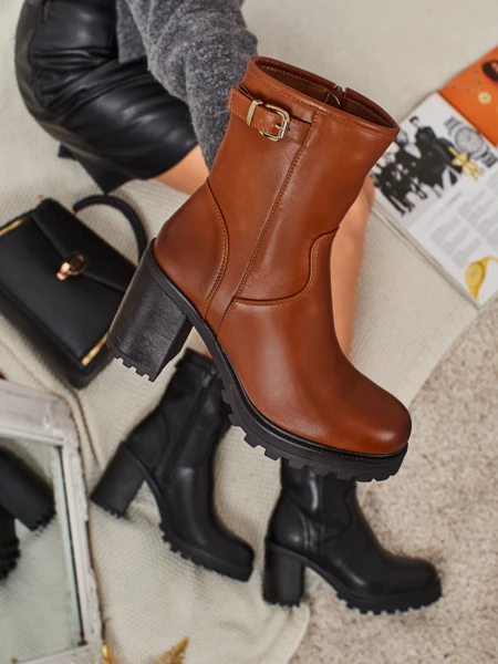 Women's Sylvarra Eco-Leather Ankle Boots with Block Heels