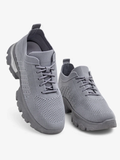 Women's Atenea Light Gray Fabric Sneakers on a 4.5 cm Flat Sole