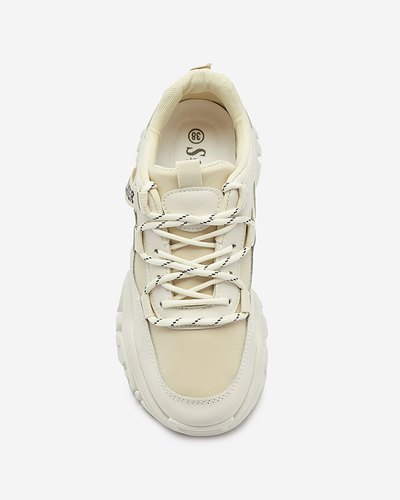 Beige women's sneaker sports shoes Evilpo- Footwear