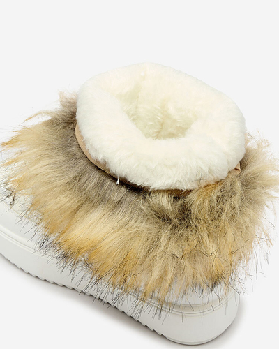 Royalfashion Детские ботинки-слипы a'la snow boots with fur in white Asika