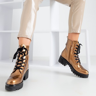 Ladies' gold lacquered Minna Workers - Footwear