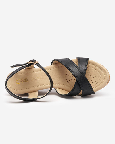 Women's black wedge sandals Helia - Shoes