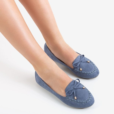Blue loafers with a bow Petronella - Footwear 1