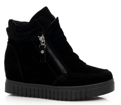 Czarne sneakersy na koturnie Easy - Obuwie