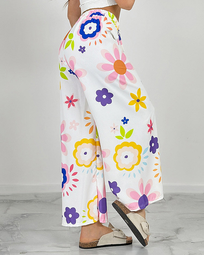 Royalfashion Sieviešu platās bikses ar ziedu rakstu