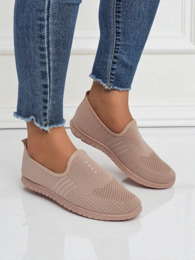 Aelia women's pink fabric shoes, comfortable flat heel moccasins