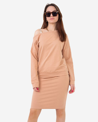 Beige women's blouse and skirt set - Clothing