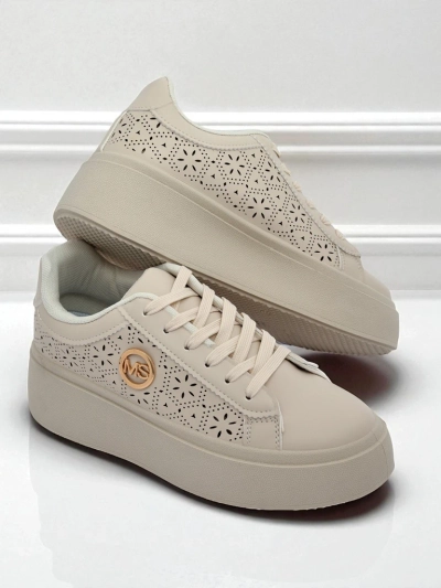 Aurelia Beige Platform Sneakers Royalfashion Eco Leather