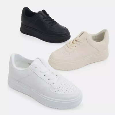 OUTLET Beige women's sports shoes on the Silvina platform - Footwear