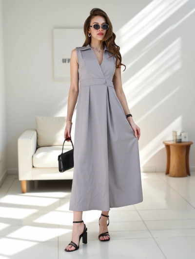 Royalfashion Women's sleeveless dress with a wrap neckline Bizness