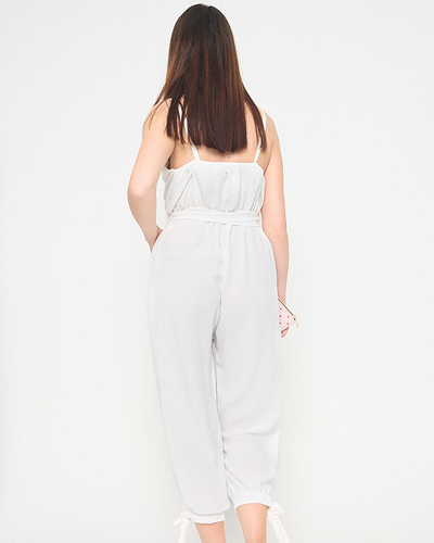 Women's white jumpsuit with thin straps - Clothing