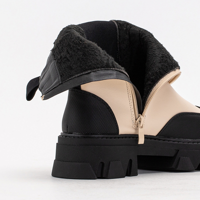 Bēši sieviešu zābaki uz masīvas zoles Rosidi - Apavi