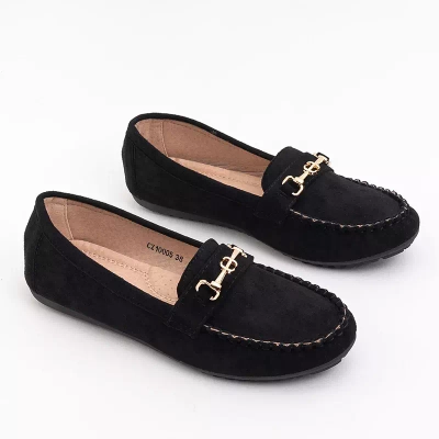 OUTLET Black women's moccasins with Sefarina decoration - Footwear