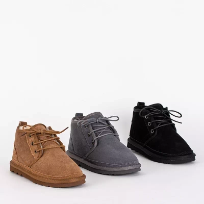 OUTLET Детские коричневые зимние короткие ботинки на шнуровке Tibilis- Shoes