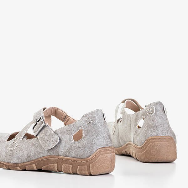Light gray women's shoes fastened with Velcro Grazena - Footwear