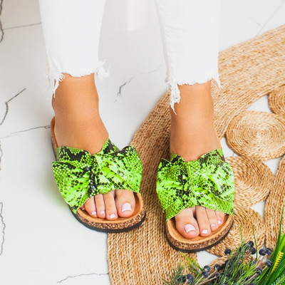 Сандалии из неоново-зеленой кожи змеи Snake Skin - Footwear