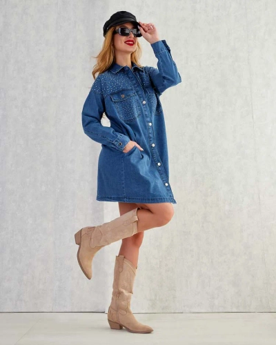 Royalfashion Women's cotton mini a'la denim dress