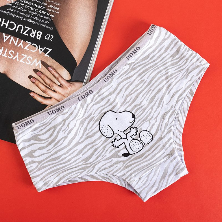 Светло-серые женские трусы с рисунком