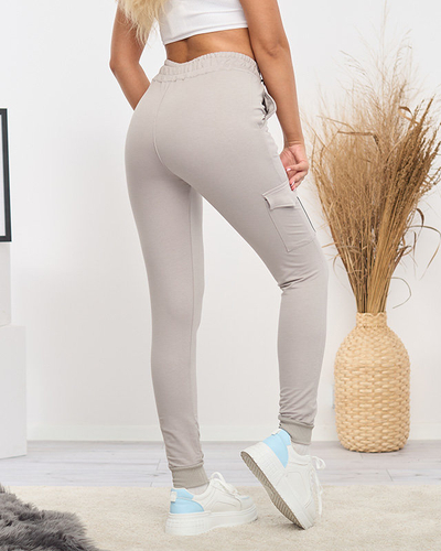 Women's Gray Cotton Sweatpants - Clothing