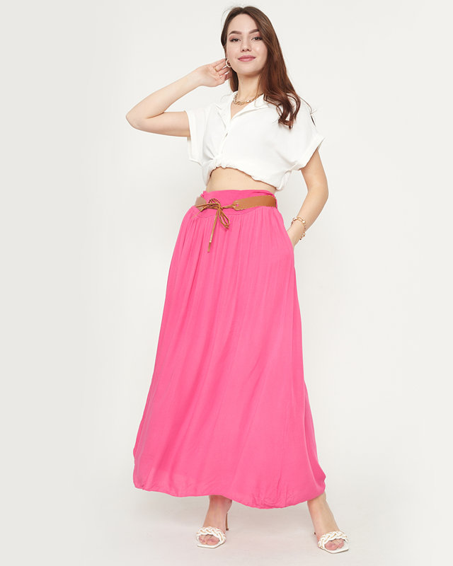 Ladies' fuchsia midi skirt - Clothing