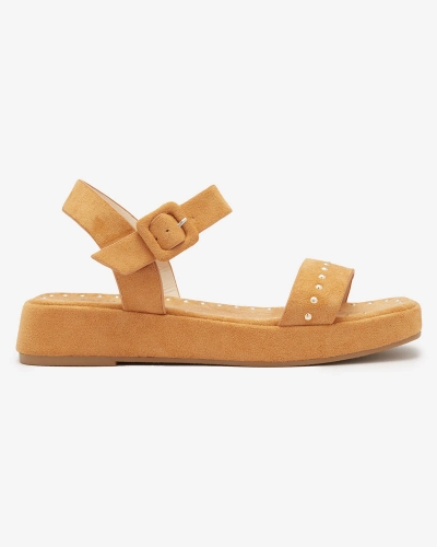 Brūnas sieviešu sandales ar mirdzošiem akmentiņiem Franssia - Apavi