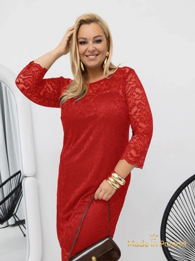 Lace midi dress with 3/4 sleeves Elegant Star