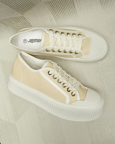 Beige women's sneakers on a solid sole Ozerika - Footwear