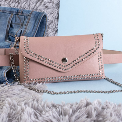 Pink small waist bag with rhinestones - Handbags