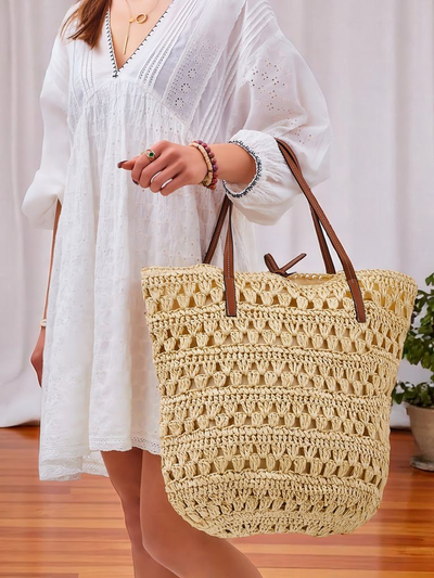 Royalfashion Liela sieviešu rokassoma no salmiem Dabiska Klasika