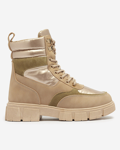 OUTLET Light brown women's uninsulated trapper boots Kasemi - Footwear