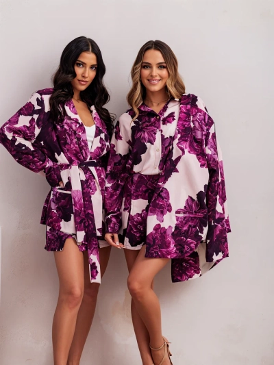 Royalfashion Women's floral set with a tied blazer and shorts