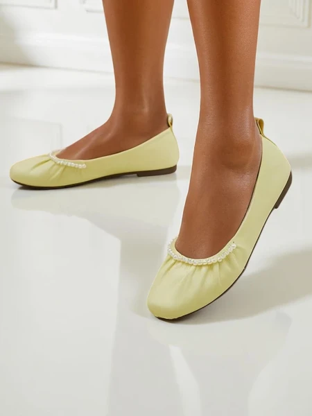 Aurelia Bella Women's Ballet Flats in Yellow Eco Leather