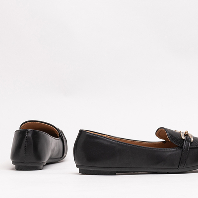 Black women's moccasins with embossing and decoration on the nose Gilisa - Footwear