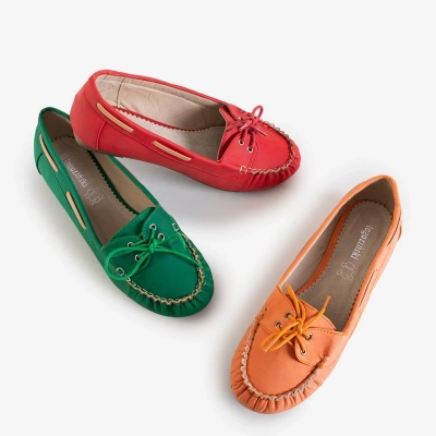 OUTLET Green women's moccasins with lacing Norami - Footwear