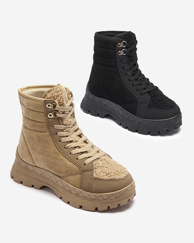 OUTLET Sieviešu siltinātie trapper zābaki melnā krāsā Wosser- Footwear