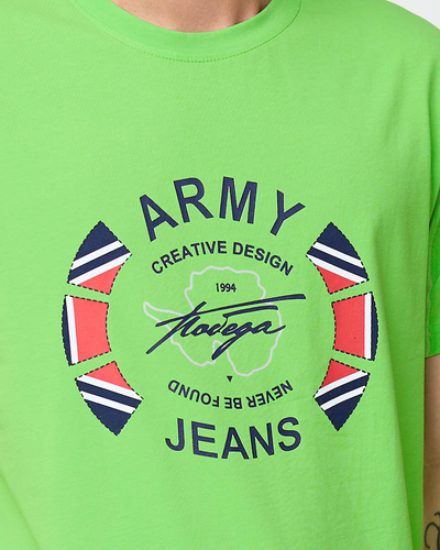 Zaļš vīriešu t-krekls ar apdruku - Apģērbs