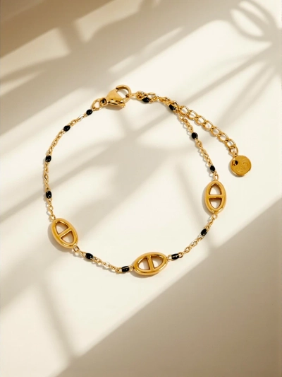 Bransoletka Callisto Aurea z koralikami pozłacana