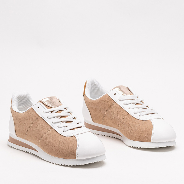 Beige women's flat sole sports shoes Soruti - Footwear